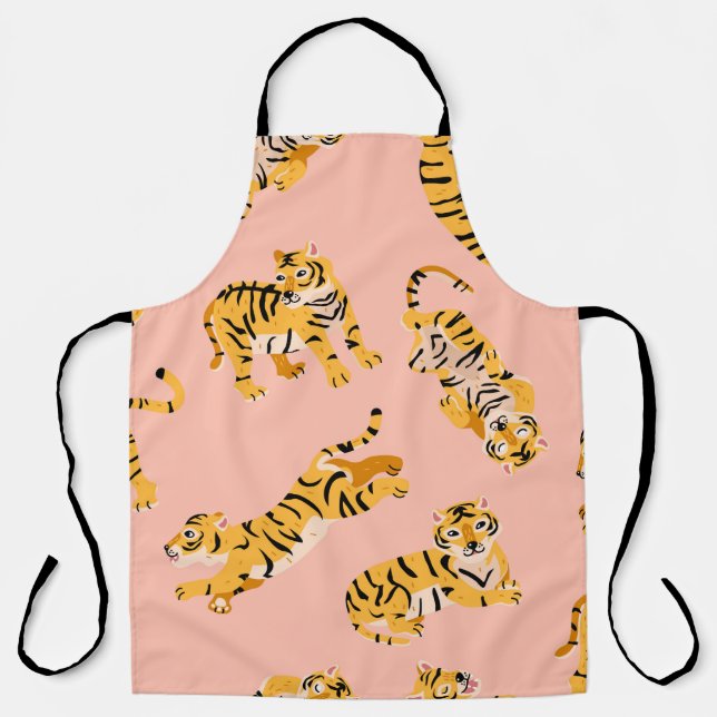 Cute tigers seamless pattern apron (Front)