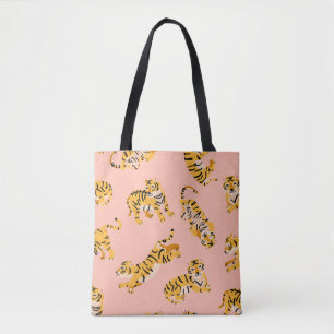 Cute tigers seamless pattern tote bag