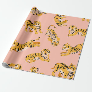 Cute tigers seamless pattern wrapping paper
