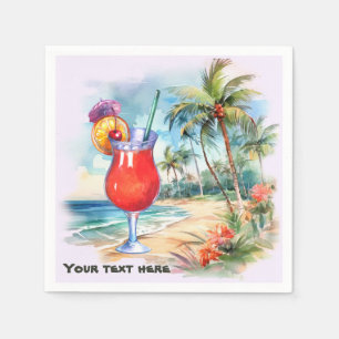 Cute tiki Cocktail add text Napkin