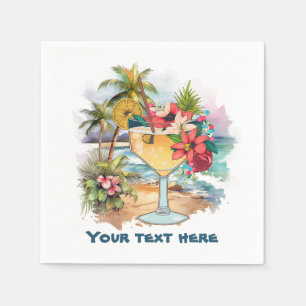 Cute tiki Cocktail add text Napkin