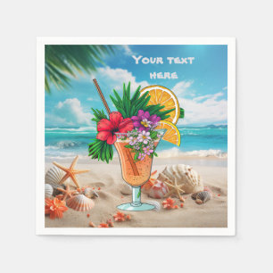 Cute tiki Cocktail add text Napkin