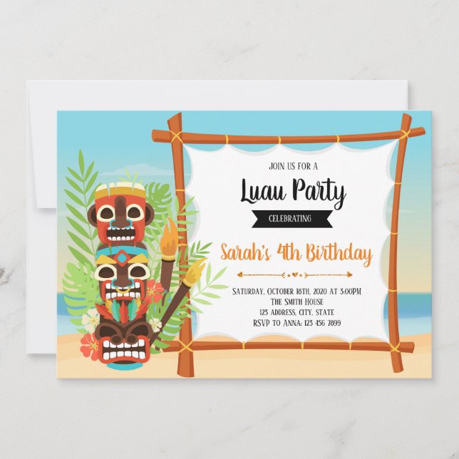 Cute tiki party invitation (Front)