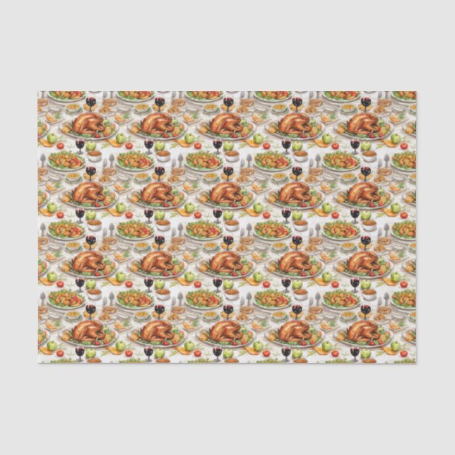 Cute tile Thanksgiving turkey pattern tiled  Tissue Paper (Front)