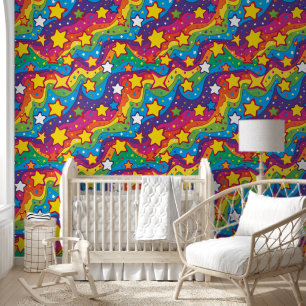 Cute tiled abstract rainbow pattern wallpaper