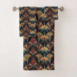 cute tiled art deco pattern  bath towel set