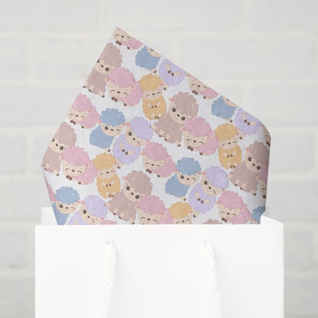 cute tiled baby shower little lambs  tissue paper (Gift Bag)