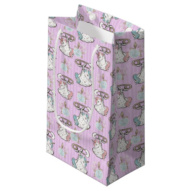 cute tiled baby unicorn  small gift bag (Front Angled)