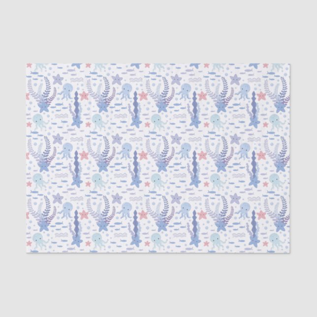 cute tiled beach party octopus  tissue paper (Front)