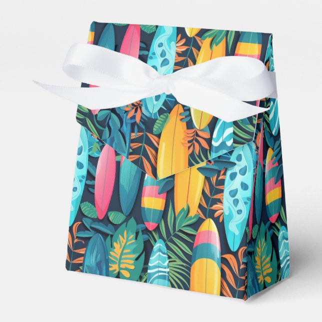 Cute tiled beach surfboards favour box (Front Side)