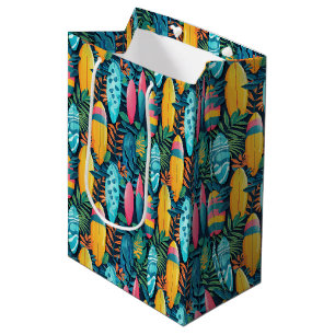 Cute tiled beach surfboards medium gift bag