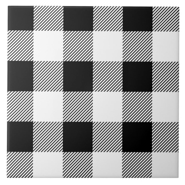 cute tiled black buffalo plaid pattern tile (Front)
