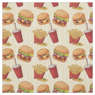 Cute tiled burgers and fries fabric