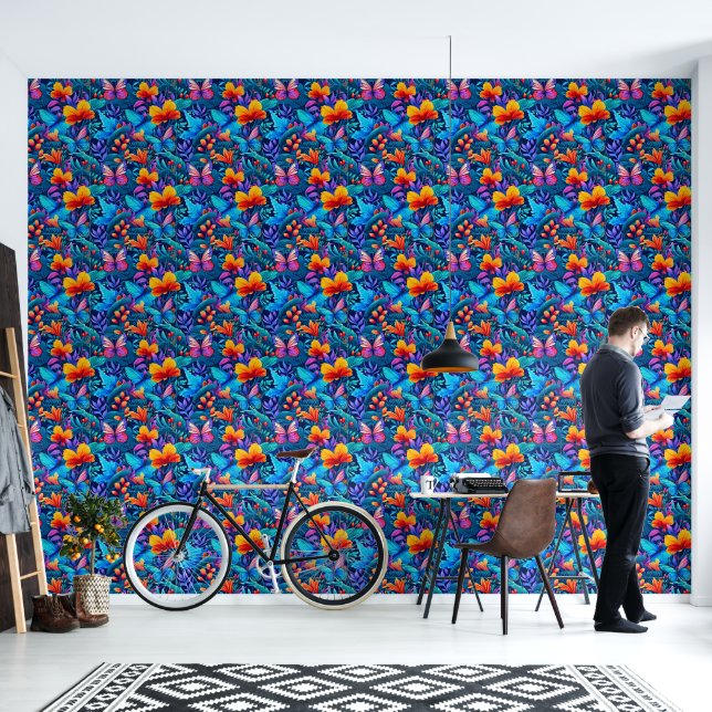 Cute tiled butterfly pattern  wallpaper (Living Room)