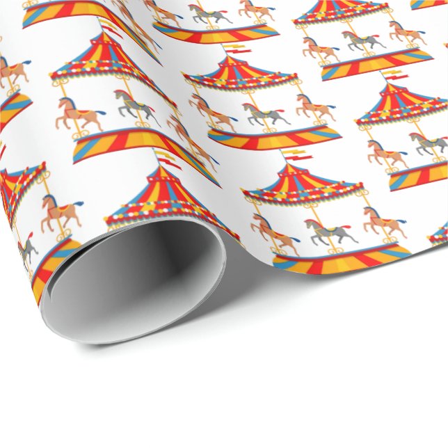 cute tiled Carousel party Wrapping Paper (Roll Corner)