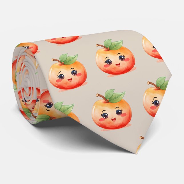 cute tiled cartoon peach pattern tie (Rolled)