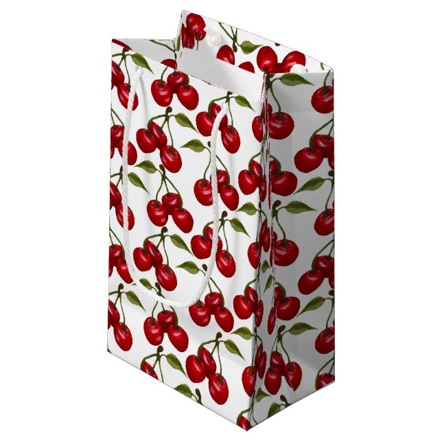 cute tiled cherry fruit pattern  small gift bag (Front Angled)