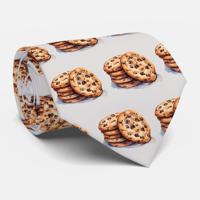 Cute tiled chocolate chip cookie pattern  tie (Rolled)