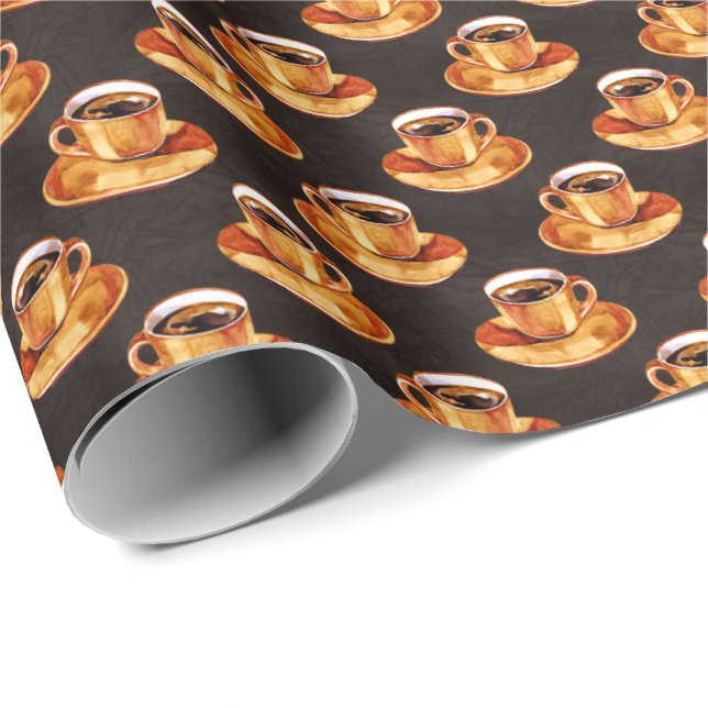Cute tiled coffee lovers pattern party  wrapping paper (Roll Corner)