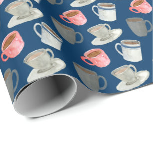 Cute tiled coffee lovers pattern party  wrapping paper