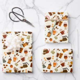 Cute tiled coffee pattern party wrapping paper sheet