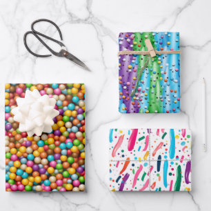 Cute tiled colourful sprinkles party  wrapping paper sheet