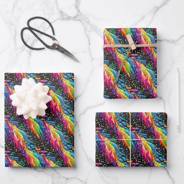 Cute tiled colourful sprinkles party  wrapping paper sheet (Front)
