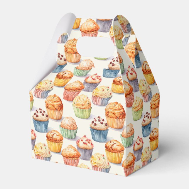 Cute tiled cupcake pattern  favour box (Front Side)