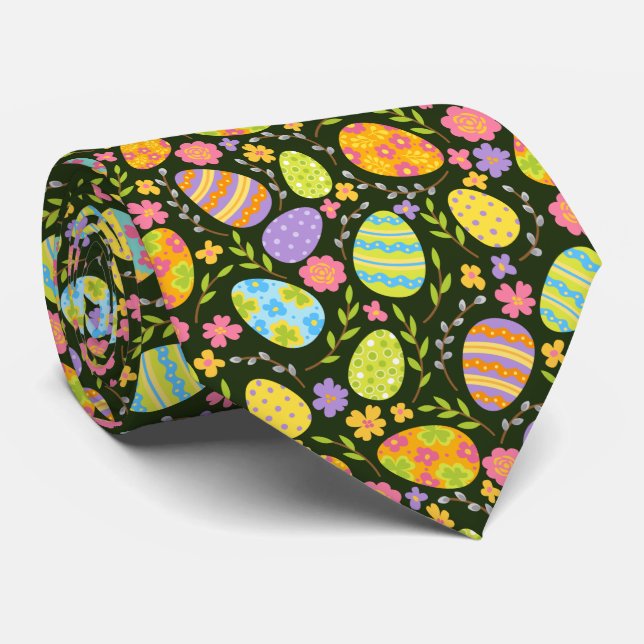 cute tiled Easter egg pattern Tie (Rolled)
