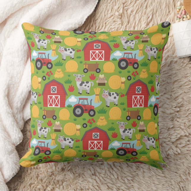 Cute tiled farm animals pattern  cushion (Blanket)
