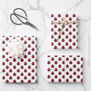 Cute tiled flowers lady bugs baby girls  wrapping paper sheet