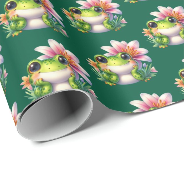 Cute tiled frog lovers party wrapping paper (Roll Corner)