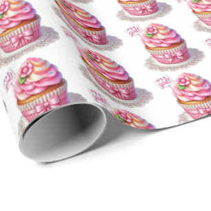 Cute tiled girls baby shower cupcake  wrapping paper