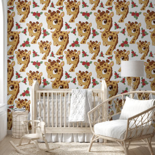 Cute tiled girls jungle giraffe  wallpaper