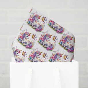Cute tiled girls unicorn party  tissue paper