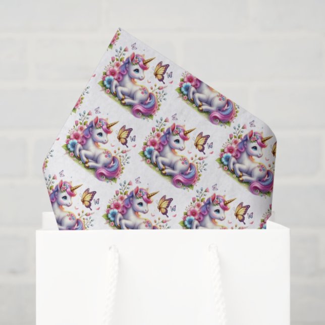 Cute tiled girls unicorn party  tissue paper (Gift Bag)