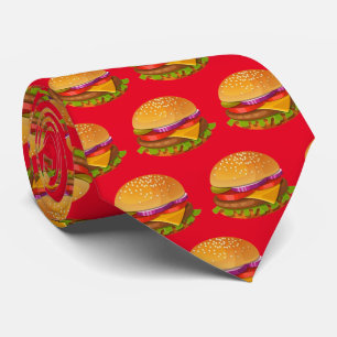 Cute tiled hamburger pattern food tie