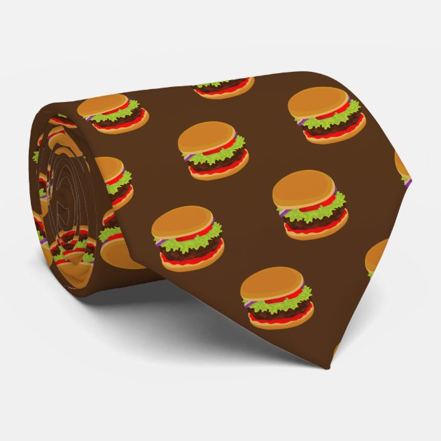cute tiled hamburger pattern tie (Rolled)