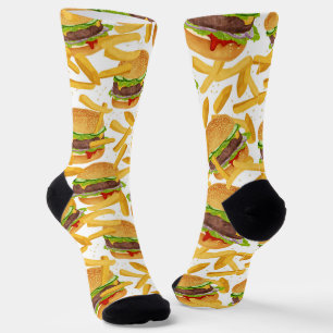 cute tiled hamburgers fries tiled pattern socks