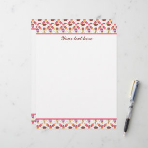 Cute tiled ice cream pattern customizable custom letterhead