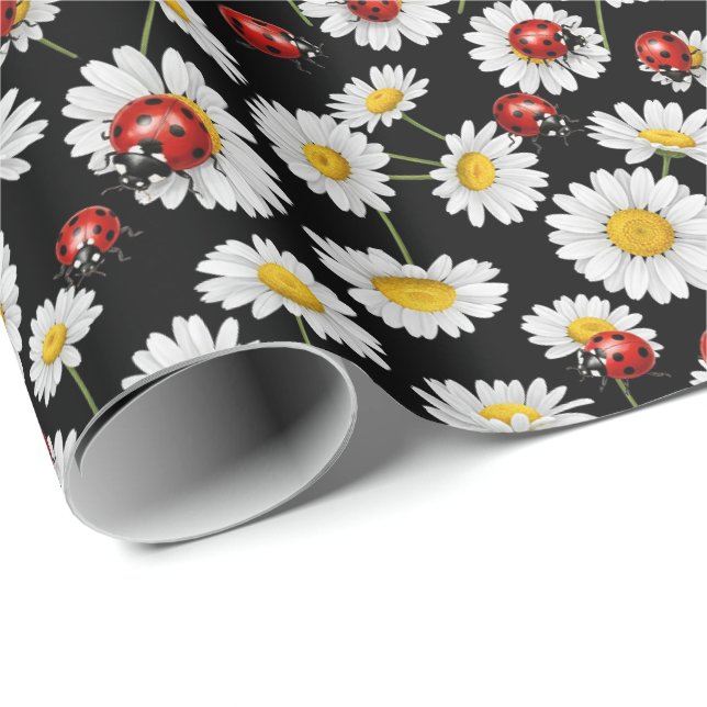 Cute tiled ladybug pattern wrapping paper (Roll Corner)