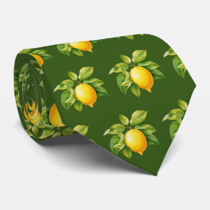 Cute tiled lemon fruit pattern neck tie