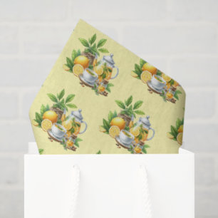 Cute tiled lemon tea pattern tissue paper