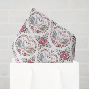 Cute tiled love birds Wedding Tissue Paper