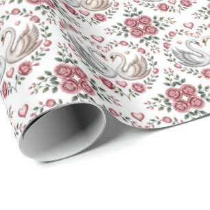 Cute tiled love birds Wedding Wrapping Paper