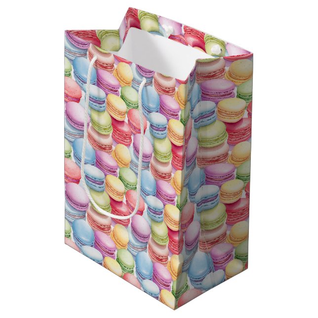 Cute tiled macarons pattern medium gift bag (Front Angled)
