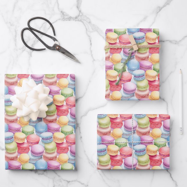 Cute tiled macarons pattern  wrapping paper sheet (Front)