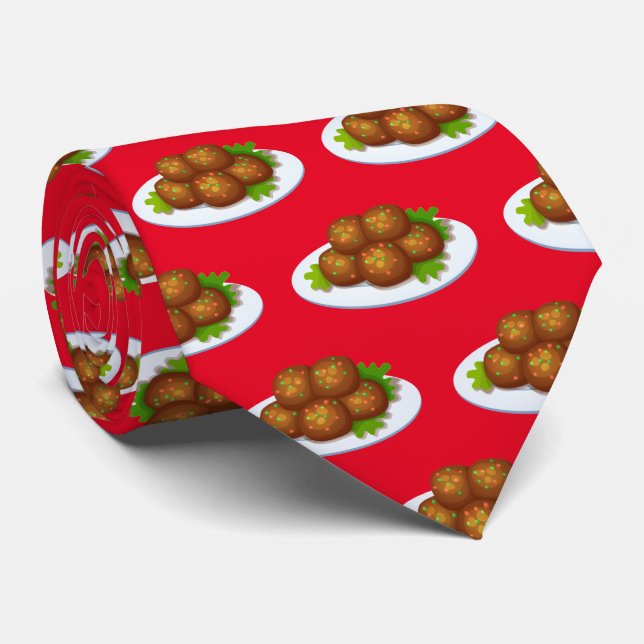 Cute tiled meatball pattern food tie (Rolled)