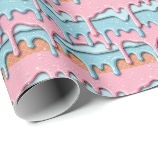 Cute tiled melting ice cream pattern  wrapping paper (Roll Corner)