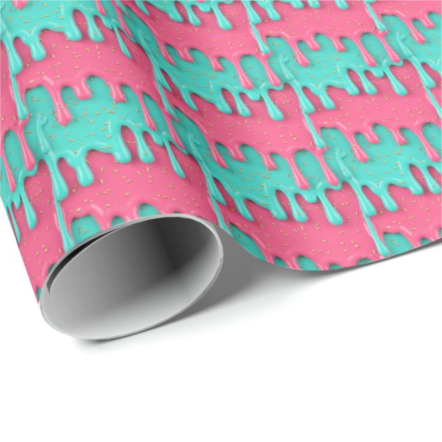 Cute tiled melting ice cream pattern  wrapping paper (Roll Corner)